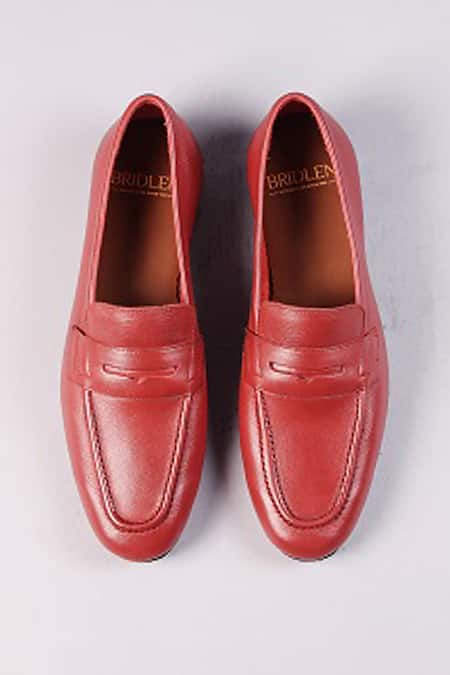 Buy_Bridlen_Maroon Penny Loafer Shoes _Online_at_Aza_Fashions