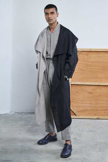 Urvashi Kaur_Grey Organic Cotton Shirt _Online_at_Aza_Fashions