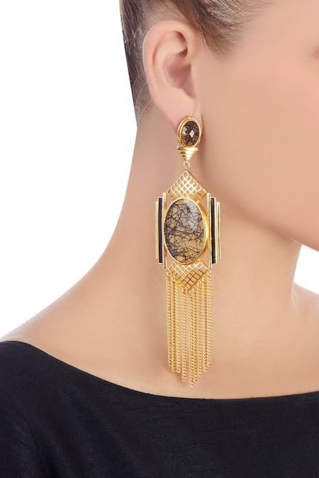 Masaya Jewellery Grid & Chain Earrings 