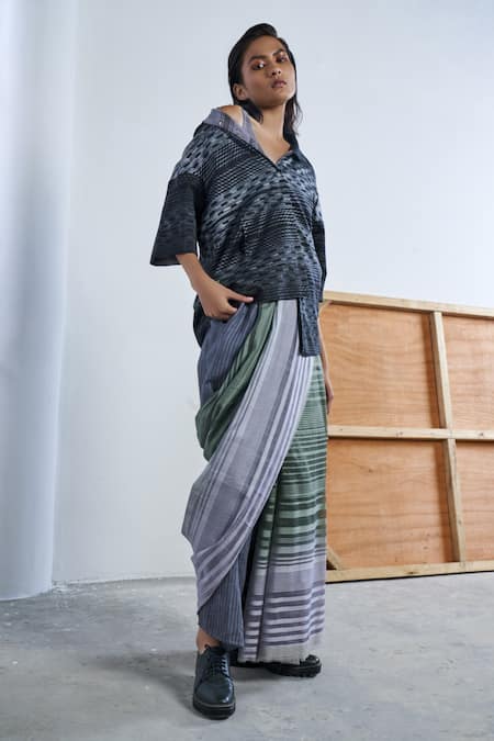 Urvashi Kaur Shibori Chanderi Silk Jacket 