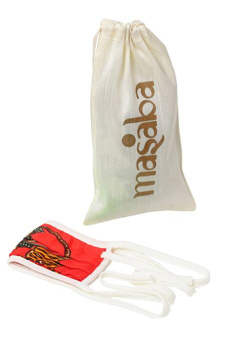 Masaba Red Printed Reusable Unisex Face Mask Single Pc 5