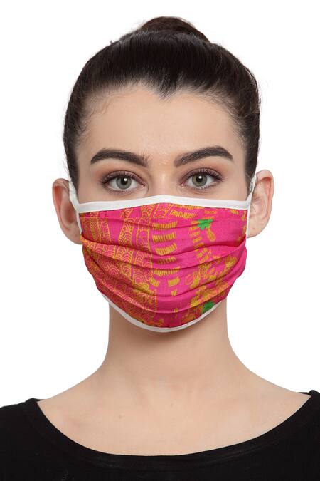 Buy Masaba Multi Color Printed Reusable Unisex Face Mask Set Of 3 Online at Aza Fashions Buy_Masaba_Multi Color Printed Reusable Unisex Face Mask Set Of 3_Online_at_Aza_Fashions