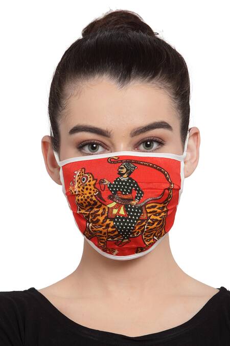 Shop Masaba Multi Color Printed Reusable Unisex Face Mask Set Of 3 Online at Aza Fashions Shop_Masaba_Multi Color Printed Reusable Unisex Face Mask Set Of 3_Online_at_Aza_Fashions
