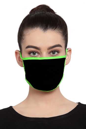 Masaba_Green Printed Reusable Unisex Face Mask Set Of 2_Online_at_Aza_Fashions