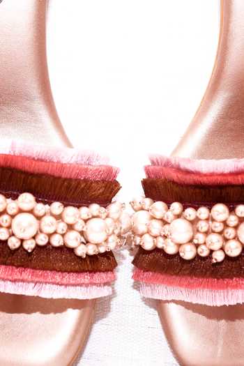 Buy_Foot Fuel_Gold Pearls, Lace Mast Embellished Block Heels _Online_at_Aza_Fashions