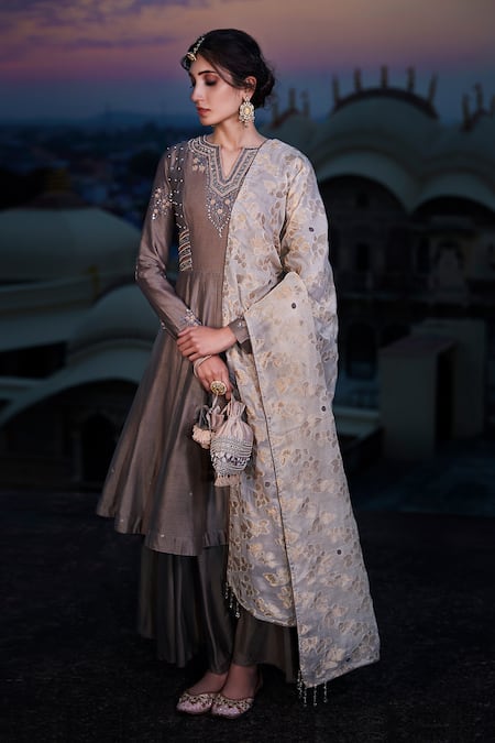 MATSYA Chanderi Silk Kurta Gharara Set 