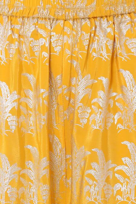 Masaba_Yellow Crepe On E Shoulder Kurta And Palazzo Set_at_Aza_Fashions