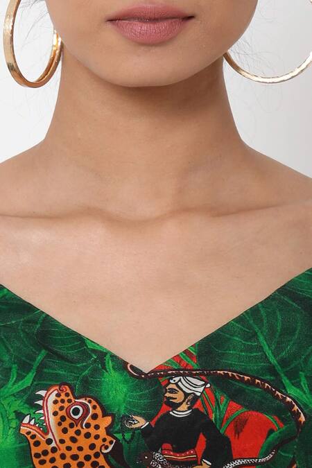 Masaba Green Crepe Printed Lehenga Set at Aza Fashions Masaba_Green Crepe Printed Lehenga Set_at_Aza_Fashions