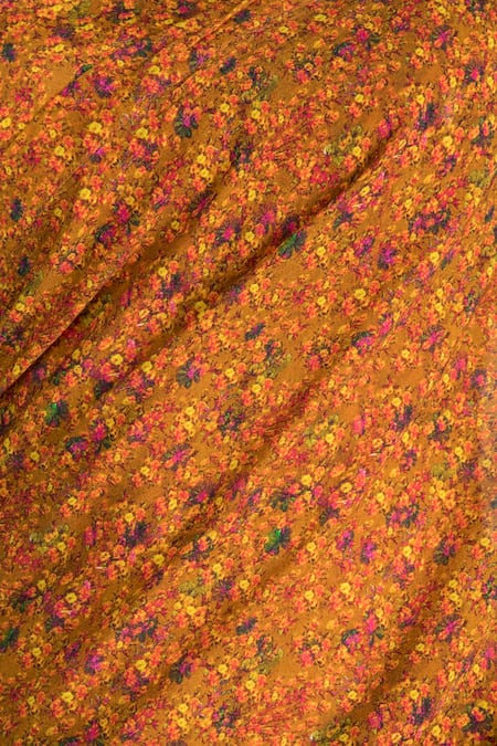 Shop Masaba Yellow Printed Crepe Saree Online at Aza Fashions Shop_Masaba_Yellow Printed Crepe Saree_Online_at_Aza_Fashions