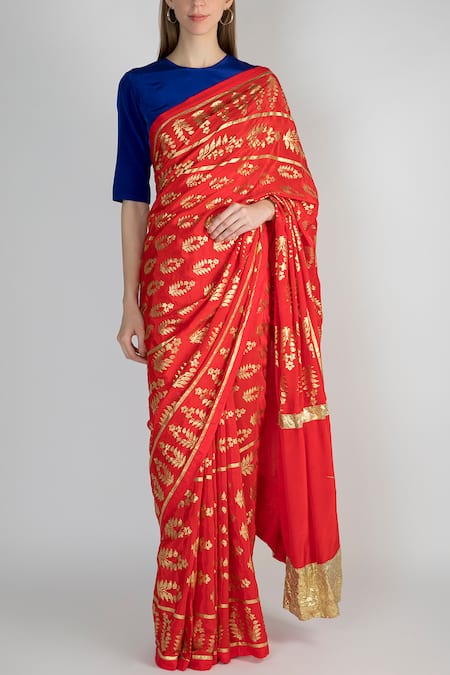 Masaba Blue Chanderi Printed Saree