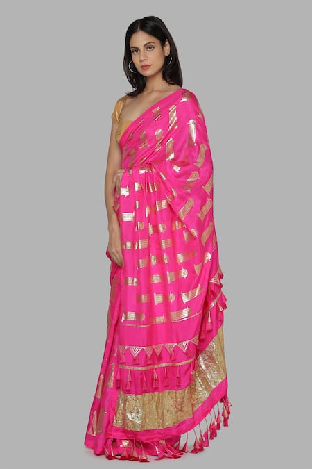 Masaba Pink Silk Foil Print Saree