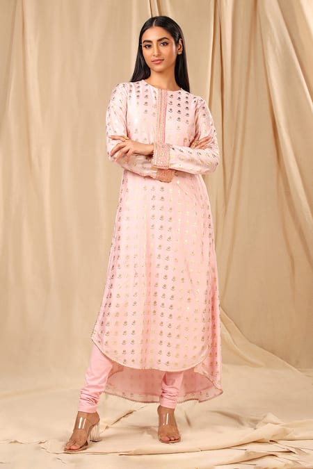 Radiant Peach Color Printed Linen Fabric Kurti