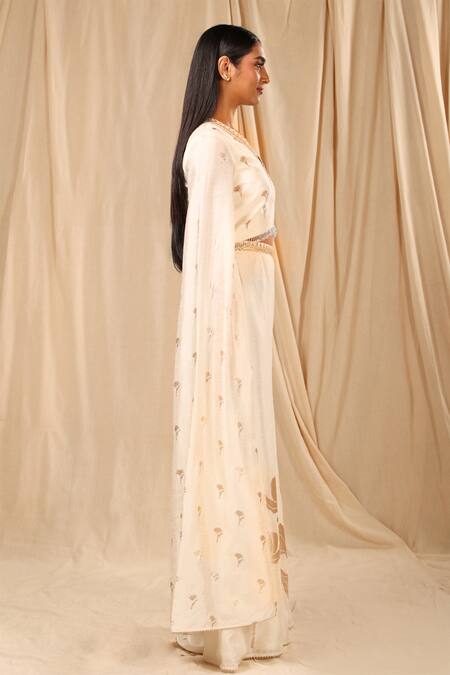 Buy Masaba Ivory Raw Silk Wine Garden Scallop Neck Foil Print Palazzo Set Online at Aza Fashions Buy_Masaba_Ivory Raw Silk Wine Garden Scallop Neck Foil Print Palazzo Set_Online_at_Aza_Fashions