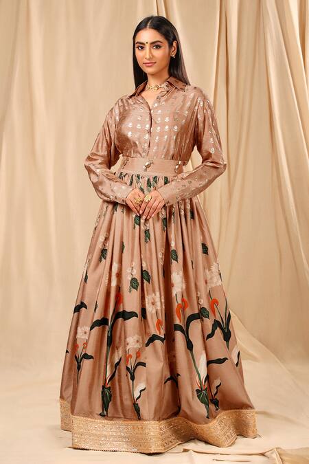 Masaba Brown Spring Blossom Lehenga Set