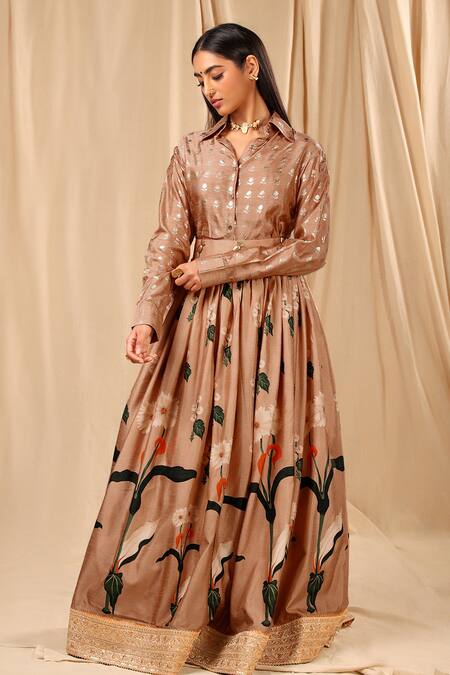 Buy_Masaba_Brown Spring Blossom Lehenga Set_Online_at_Aza_Fashions