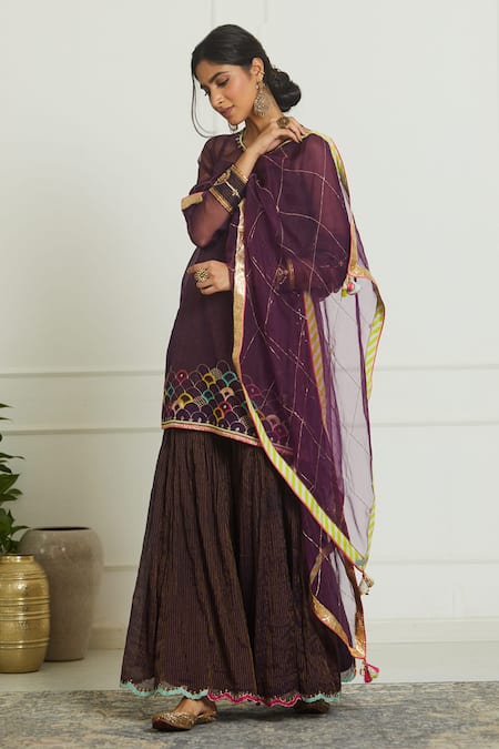 Buy Rajiramniq Purple Organza Embroidery Kurta Round Slip Square Set Online at Aza Fashions Buy_Rajiramniq_Purple Organza Embroidery Kurta Round Slip Square Set _Online_at_Aza_Fashions