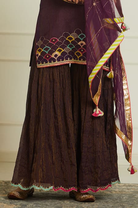 Rajiramniq Purple Organza Embroidery Kurta Round Slip Square Set at Aza Fashions Rajiramniq_Purple Organza Embroidery Kurta Round Slip Square Set _at_Aza_Fashions