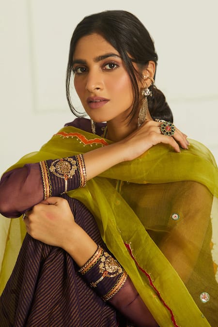 Rajiramniq Purple Organza Embroidery Kurta Round Slip Square Set Online at Aza Fashions Rajiramniq_Purple Organza Embroidery Kurta Round Slip Square Set _Online_at_Aza_Fashions
