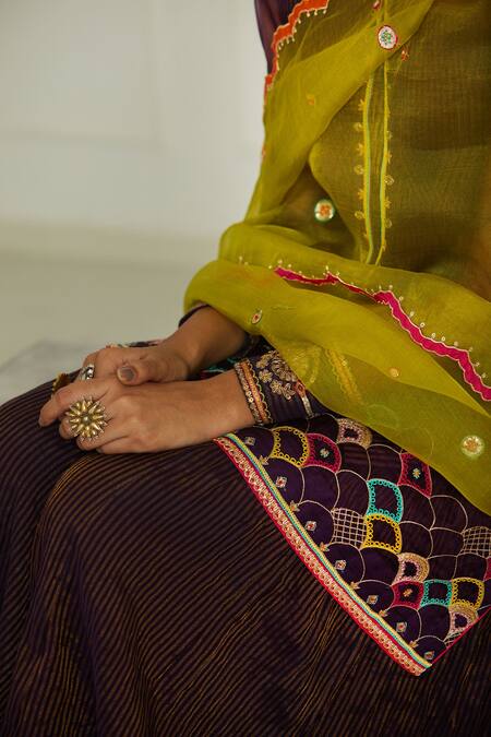 Shop Rajiramniq Purple Organza Embroidery Kurta Round Slip Square Set Online at Aza Fashions Shop_Rajiramniq_Purple Organza Embroidery Kurta Round Slip Square Set _Online_at_Aza_Fashions