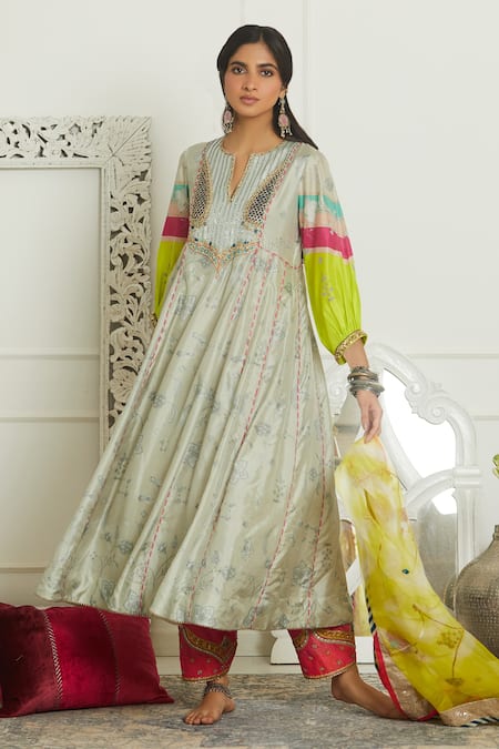 Rajiramniq Silk Printed Anarkali Set 