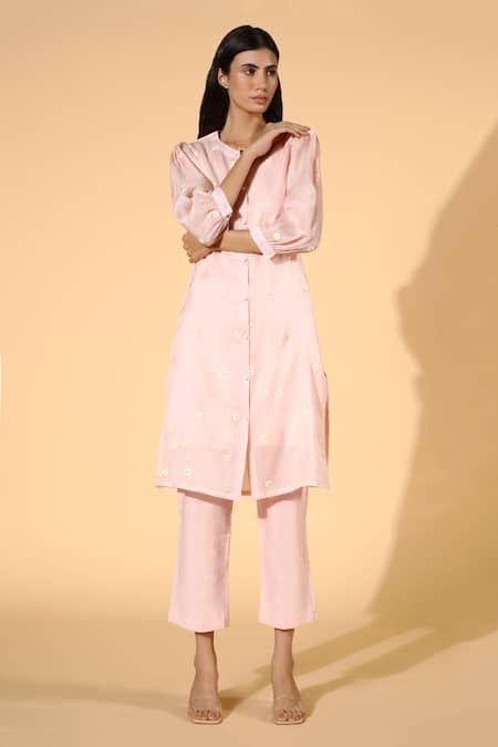 Meadow Silk Cotton Organza Tunic & Cotton Linen Pant Set 