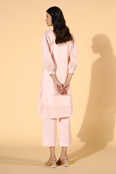 Shop_Meadow_Pink Tunic Silk Organza Pants Linen Inner And Set _at_Aza_Fashions