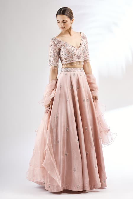 Mani Bhatia Embroidered Silk Lehenga Set