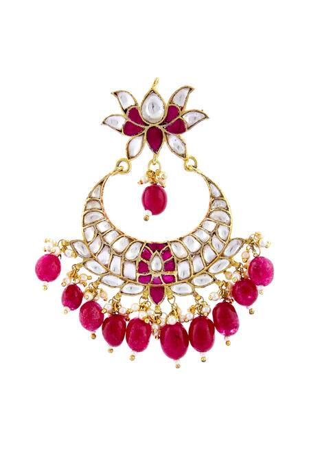 Buy_Minaki_Gold Plated Zari, Stones Jadau Kundan Chandbalis_Online_at_Aza_Fashions