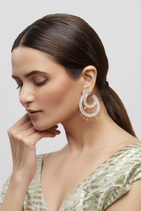 Minaki Gold Plated Crystals, Stones Danglers Online at Aza Fashions Minaki_Gold Plated Crystals, Stones Danglers_Online_at_Aza_Fashions