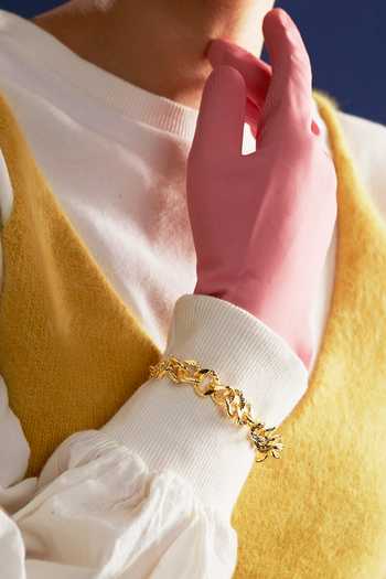 The Slow Studio Gold Plated Hammered Texture Chain Link Bracelet Online at Aza Fashions The Slow Studio_Gold Plated Hammered Texture Chain Link Bracelet _Online_at_Aza_Fashions