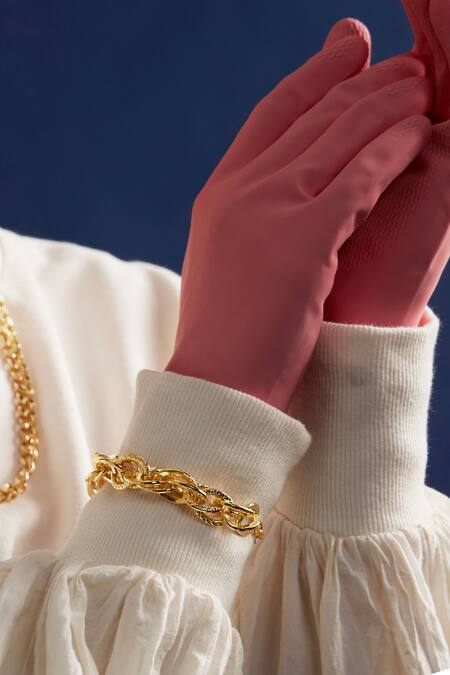 The Slow Studio_Gold Plated Handcrafted Chain Link Bracelet _Online_at_Aza_Fashions