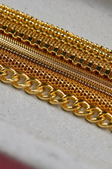 The Slow Studio_Gold Plated Handcrafted Chain Bracelet _at_Aza_Fashions