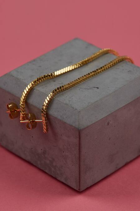 Buy_The Slow Studio_Gold Plated Handcrafted Long Earrings _Online_at_Aza_Fashions