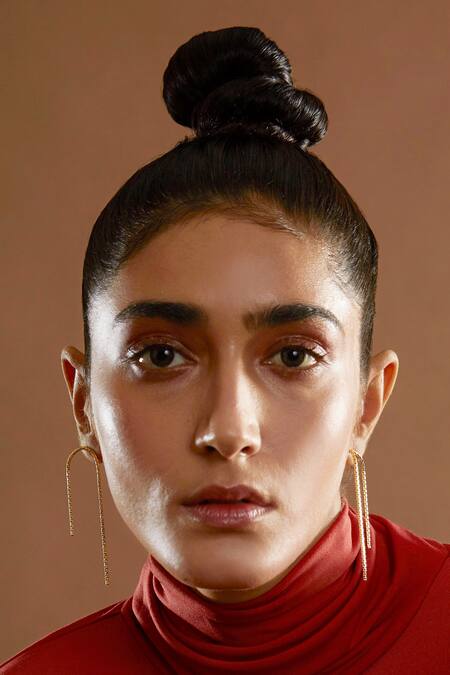 The Slow Studio_Gold Plated Handcrafted Horseshoe Statement Earrings _Online_at_Aza_Fashions