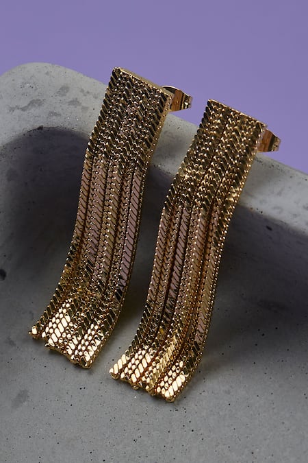 The Slow Studio Handcrafted Chain Tassel Long Earrings 