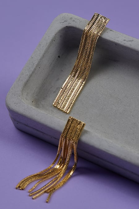 The Slow Studio Handcrafted Chain Tassel Long Earrings 