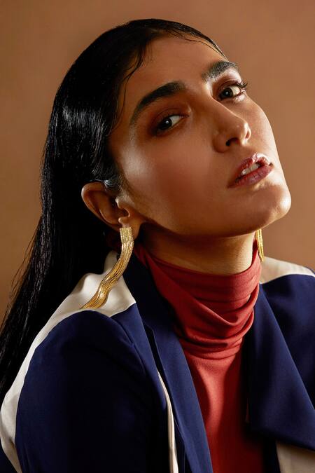 The Slow Studio_Gold Plated Tassels Handcrafted Chain Long Earrings _Online_at_Aza_Fashions