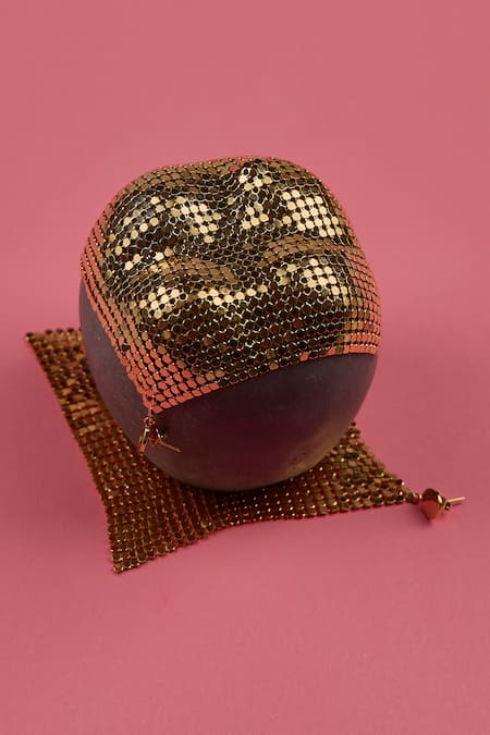 The Slow Studio_Gold Plated Handcrafted Mesh Tassel Earrings _Online_at_Aza_Fashions