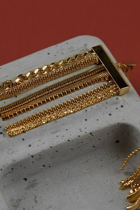 Buy_The Slow Studio_Gold Plated Handcrafted Chain Tassel Earrings _Online_at_Aza_Fashions