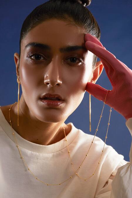 Shop_The Slow Studio_Gold Plated Handcrafted Long Necklace  _Online_at_Aza_Fashions