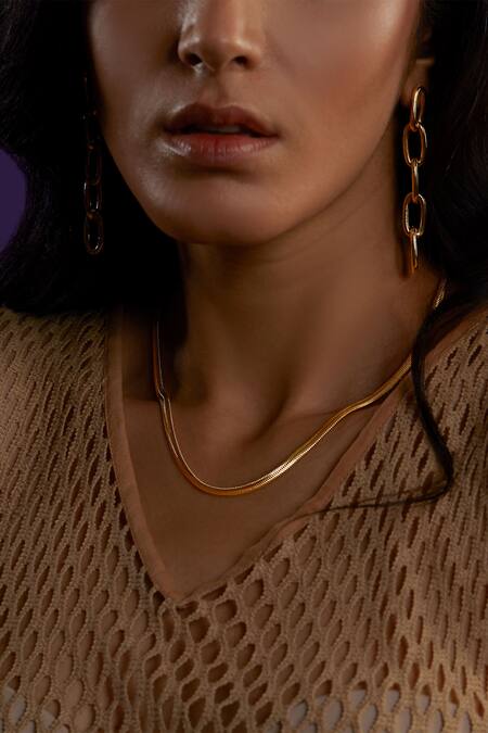 Shop_The Slow Studio_Gold Plated Handcrafted Unisex Viper Necklace  _Online_at_Aza_Fashions