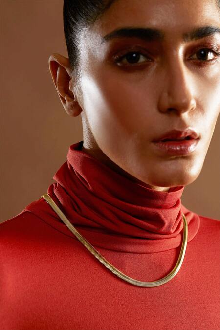 The Slow Studio_Gold Plated Handcrafted Unisex Viper Necklace  _Online_at_Aza_Fashions