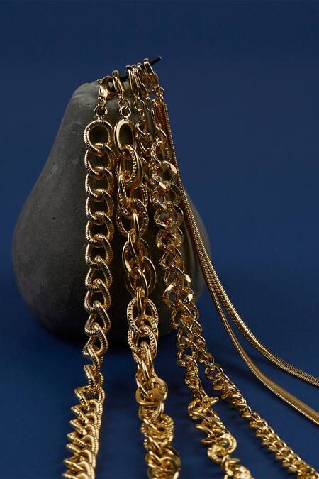 Buy_The Slow Studio_Gold Plated Interlink Chain Textured Necklace _Online_at_Aza_Fashions