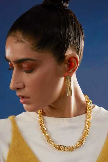 The Slow Studio Gold Plated Hammered Chain Necklace Online at Aza Fashions The Slow Studio_Gold Plated Hammered Chain Necklace _Online_at_Aza_Fashions
