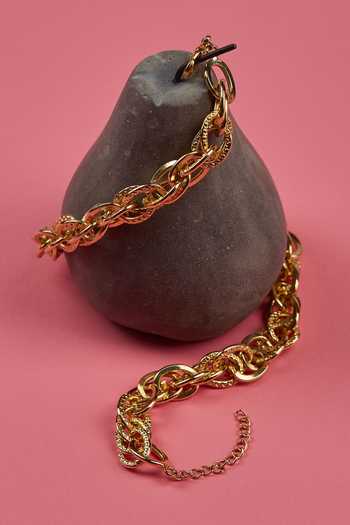 Buy The Slow Studio Gold Plated Hammered Chain Necklace Online at Aza Fashions Buy_The Slow Studio_Gold Plated Hammered Chain Necklace _Online_at_Aza_Fashions