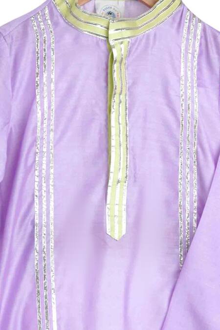 MI Dulce AN'YA_Purple Handloom , Gota Patti Work Kurta And Pant Set _Online_at_Aza_Fashions