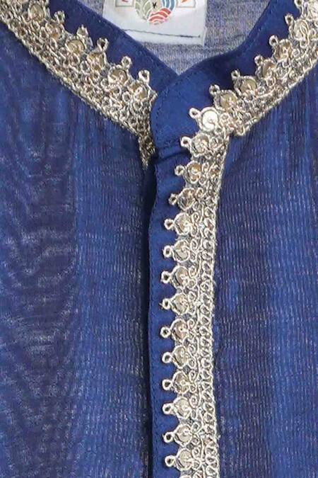 MI Dulce AN'YA Blue Handloom Cotton, Cotton, Chanderi Mandarin Collar Kurta And Pant Set Online at Aza Fashions MI Dulce AN'YA_Blue Handloom Cotton, Cotton, Chanderi Mandarin Collar Kurta And Pant Set _Online_at_Aza_Fashions