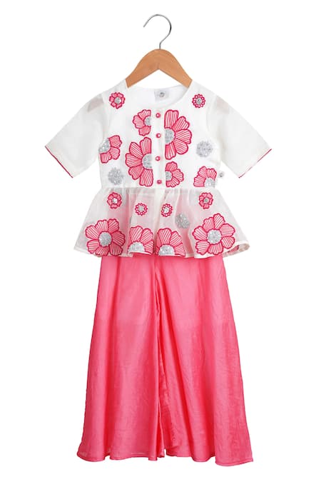 Mi Dulce An'ya Embroidered Peplum Blouse & Flared Palazzo Set 