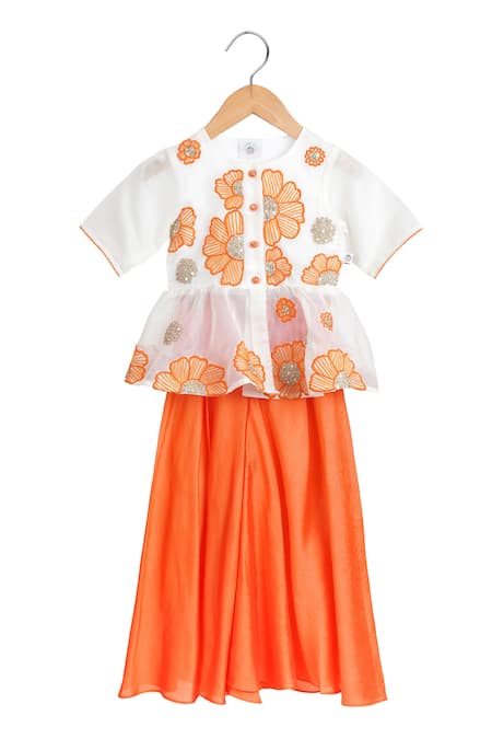 Mi Dulce An'ya Embroidered Peplum Blouse & Flared Palazzo Set 