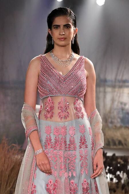 Buy Reynu Taandon Blue Net, Chanderi Silk Embroidered Anarkali Set Online at Aza Fashions Buy_Reynu Taandon_Blue Net, Chanderi Silk Embroidered Anarkali Set _Online_at_Aza_Fashions